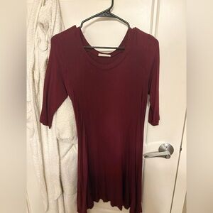 Lush Deep Red Long Sleeve Dress